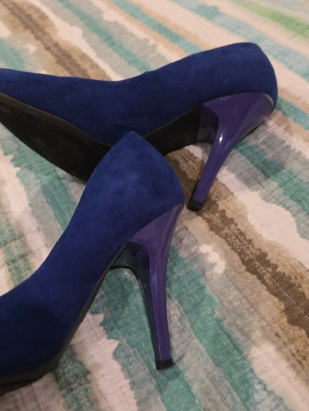 Guess Cobalt Blue Suede Rounded Toe Stiletto Pumps - Women's Heels